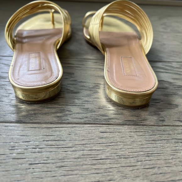 Aquazzura gold strappy sandal slide gold size 38.5 - Picture 2 of 5
